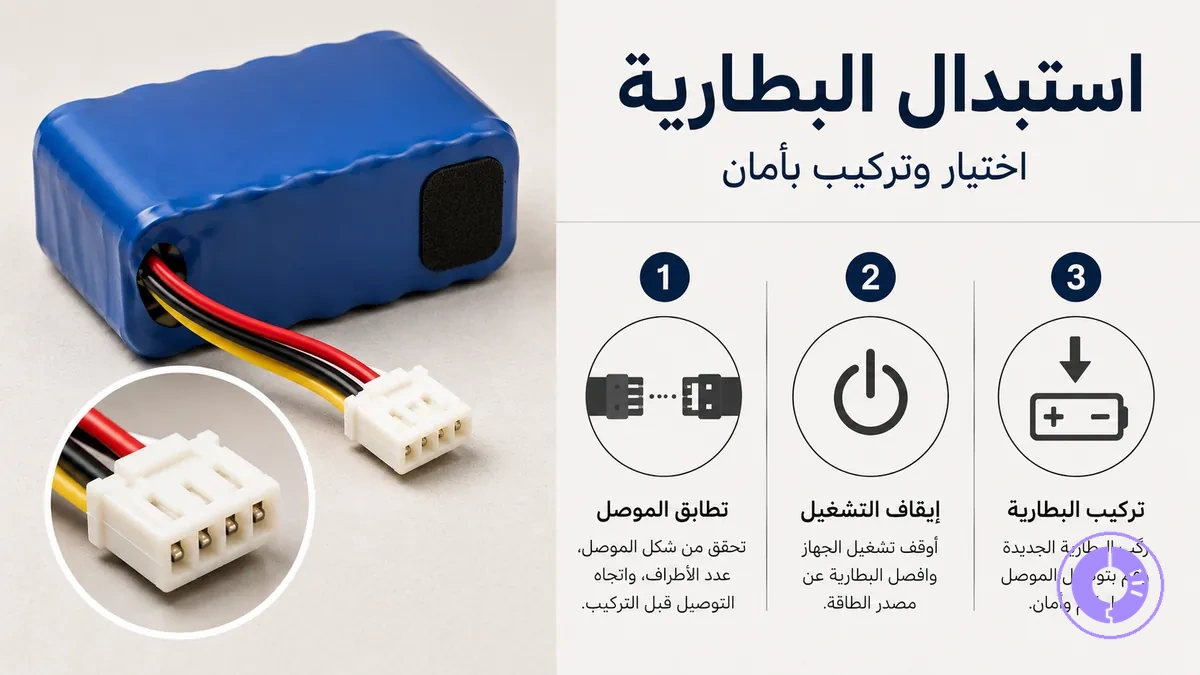 حزمة بطارية Roomba بديلة مع تفصيل الموصل لضمان المطابقة والتركيب الآمن