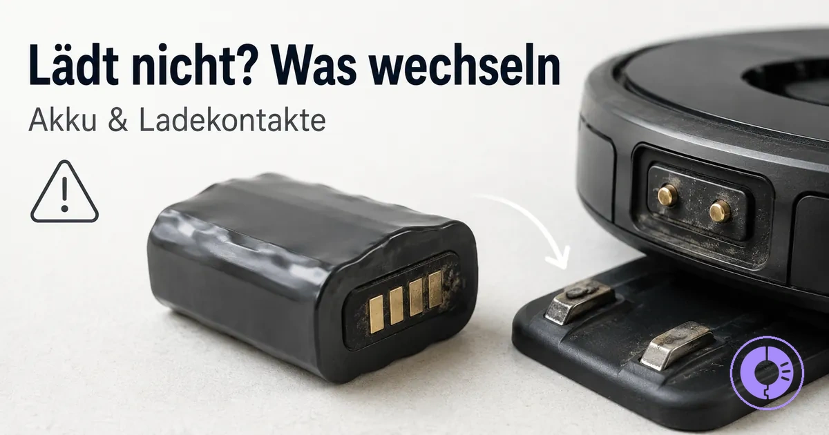 Roomba Akku und Ladekontakte als Ersatzteile bei Ladeproblemen