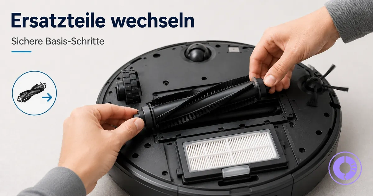 Hände wechseln gängige Roomba Ersatzteile bei der Grundwartung