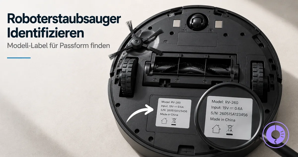 Roomba-Label und Unterseite zur Bestimmung der passenden Ersatzteile