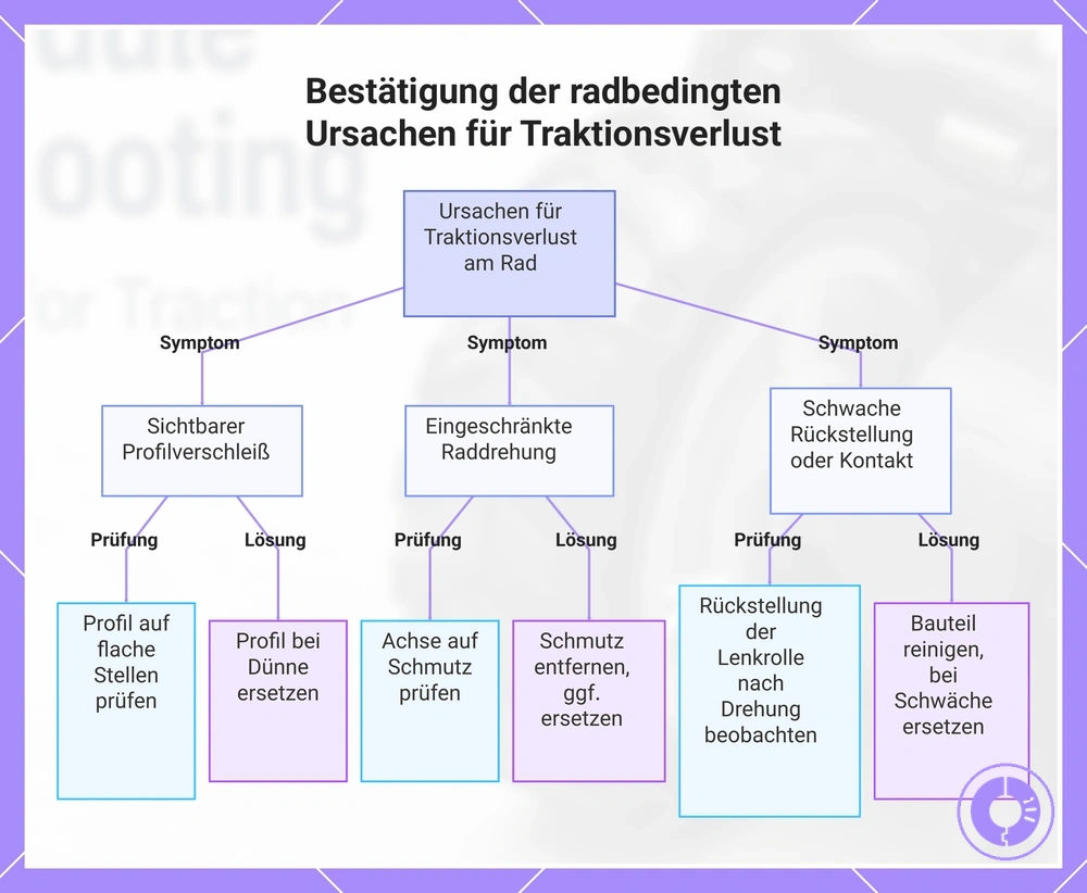 Bestätigung der radbedingten Ursachen für Traktionsverlust