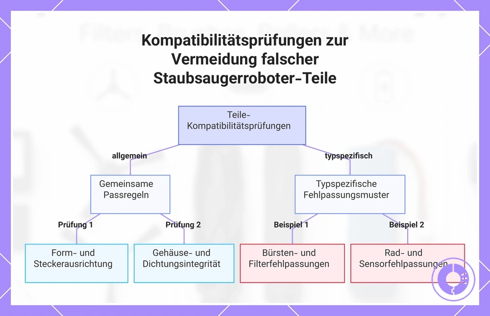Kompatibilitätsprüfungen zur Vermeidung falscher Staubsaugerroboter-Teile