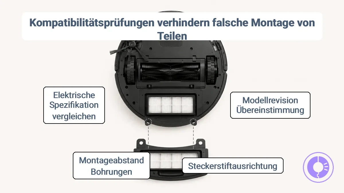 Überprüfung der Teilekompatibilität durch Vergleich von Modell- und Steckerkennzeichen