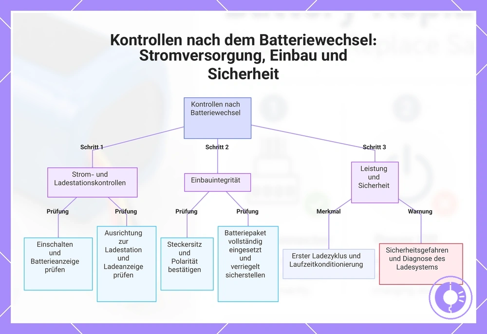 Kontrollen nach dem Batteriewechsel: Stromversorgung, Einbau und Sicherheit