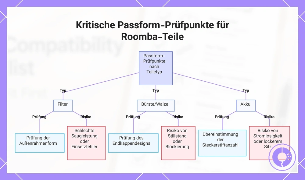 Kritische Passform-Prüfpunkte für Roomba-Teile