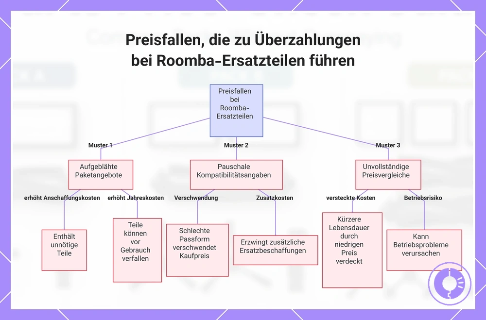 Preisfallen, die zu Überzahlungen bei Roomba-Ersatzteilen führen