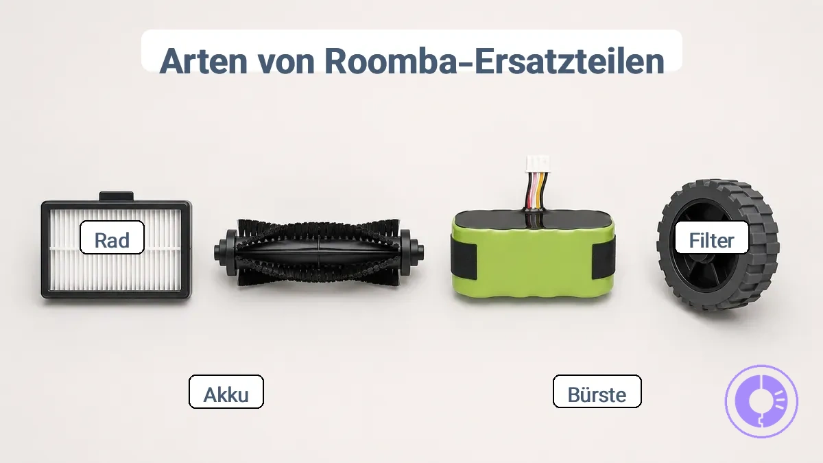 Roomba Ersatzteilkategorien Filter Bürste Akku Rad