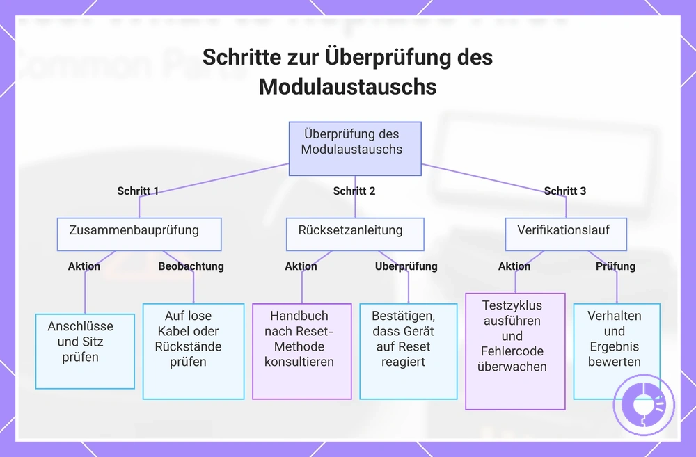 Schritte zur Überprüfung des Modulaustauschs