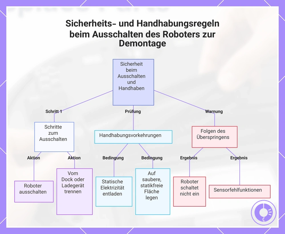 Sicherheits- und Handhabungsregeln beim Ausschalten des Roboters zur Demontage