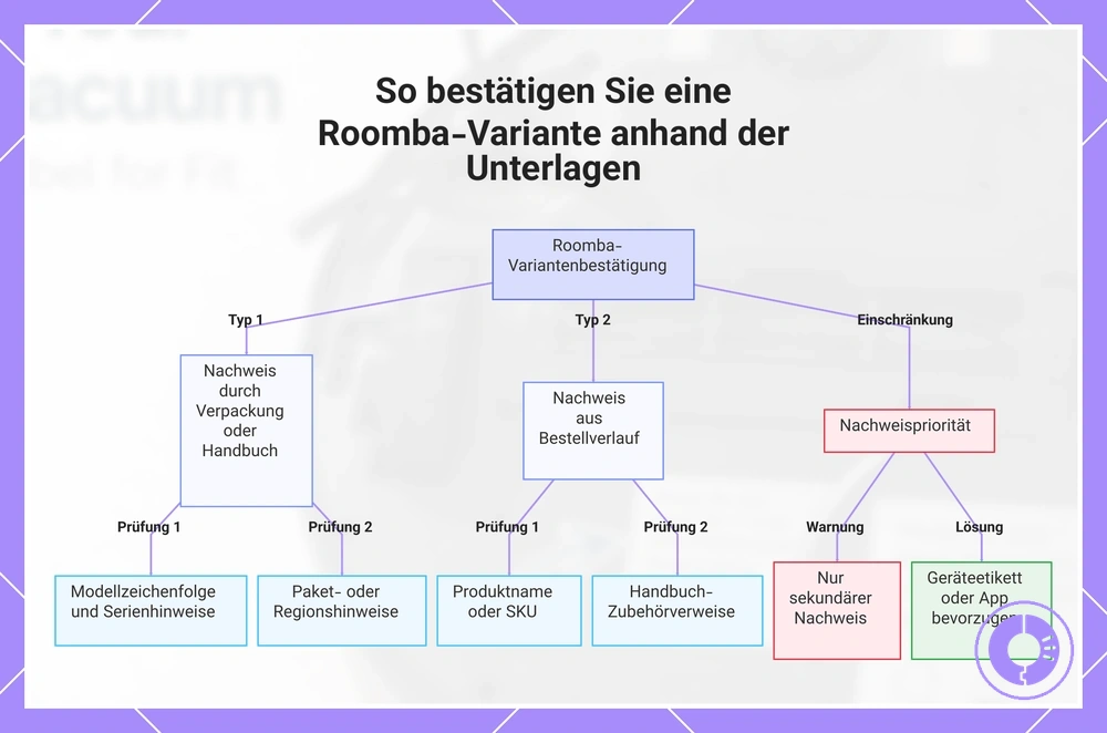 So bestätigen Sie eine Roomba-Variante anhand der Unterlagen