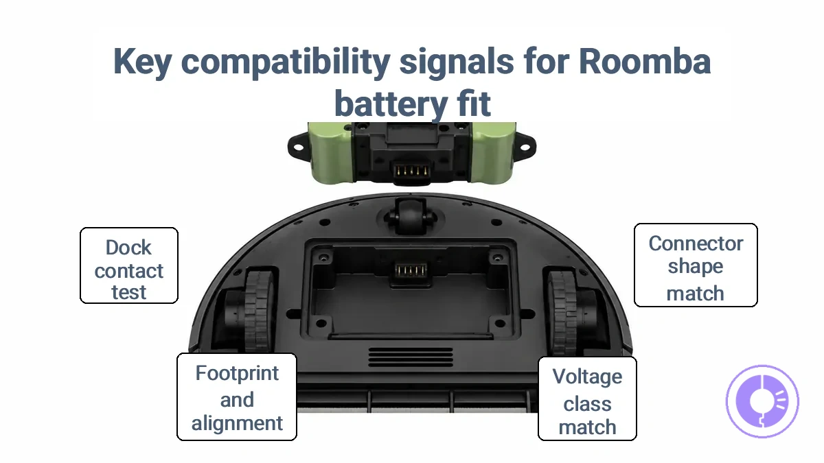 Connector and compartment alignment for Roomba battery pack fit verification