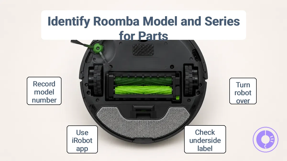 Roomba underside label showing model number and series marking