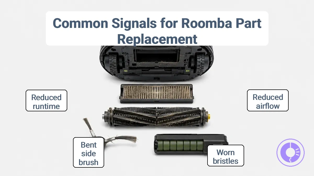 Common wear signals for Roomba parts that prompt earlier replacement