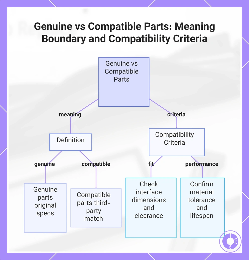 Genuine vs Compatible Parts: Meaning Boundary and Compatibility Criteria
