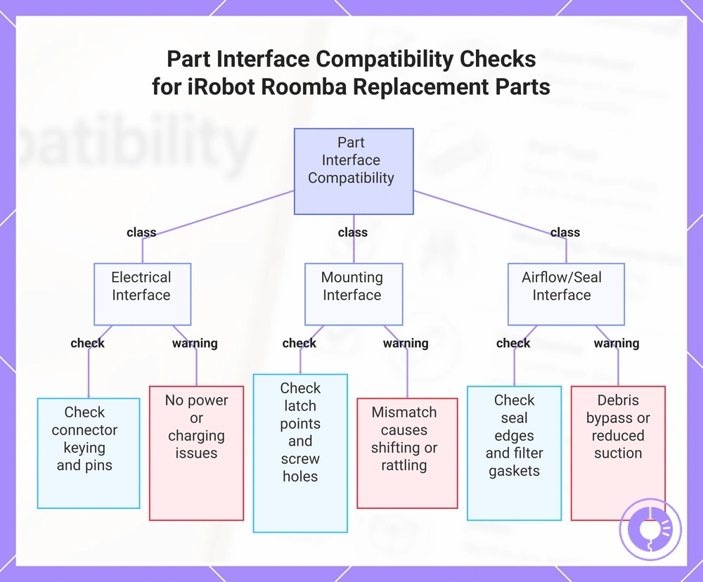 Part Interface Compatibility Checks for iRobot Roomba Replacement Parts