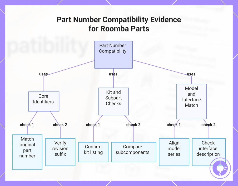 Part Number Compatibility Evidence for Roomba Parts