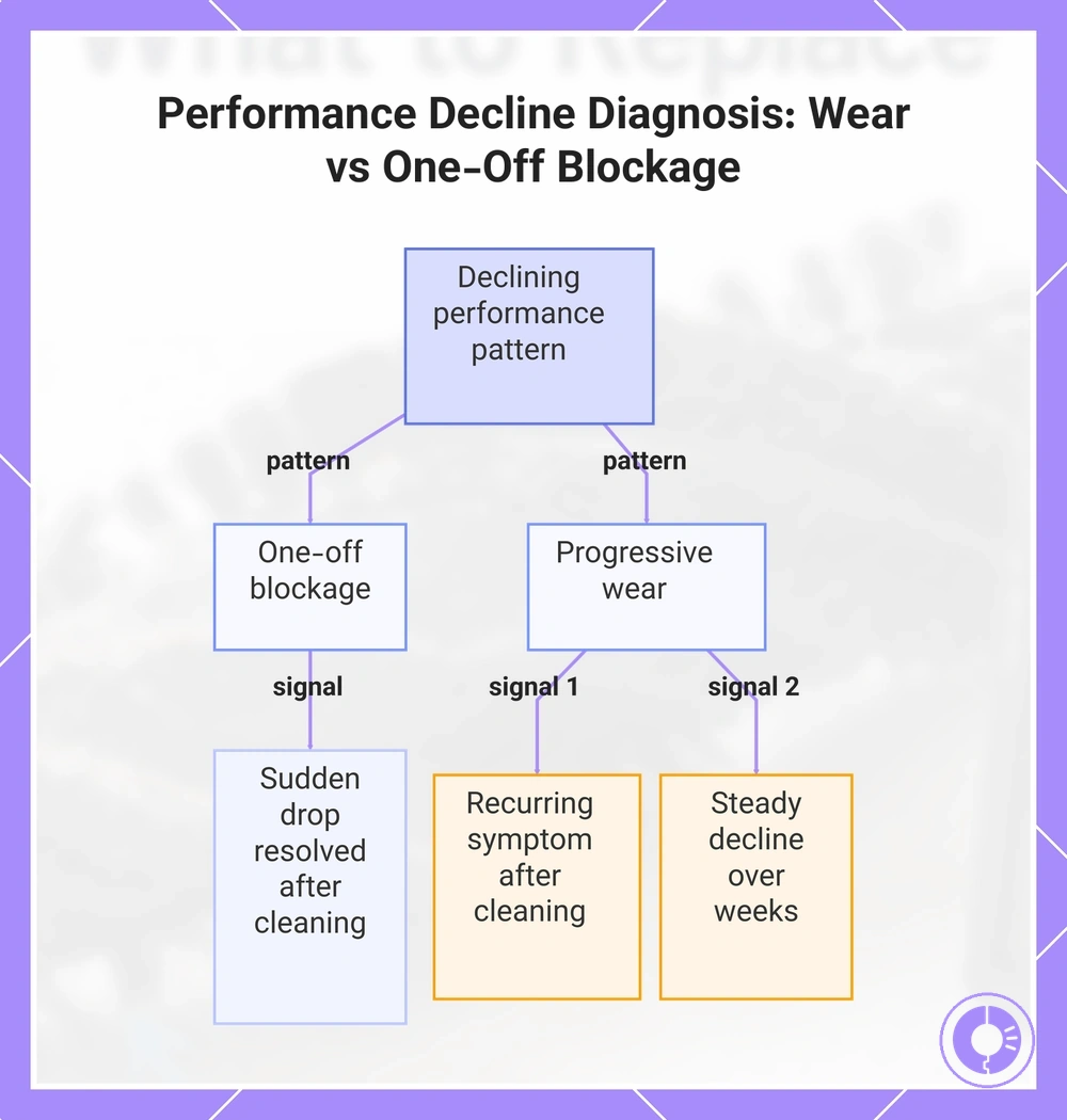 Performance Decline Diagnosis: Wear vs One-Off Blockage