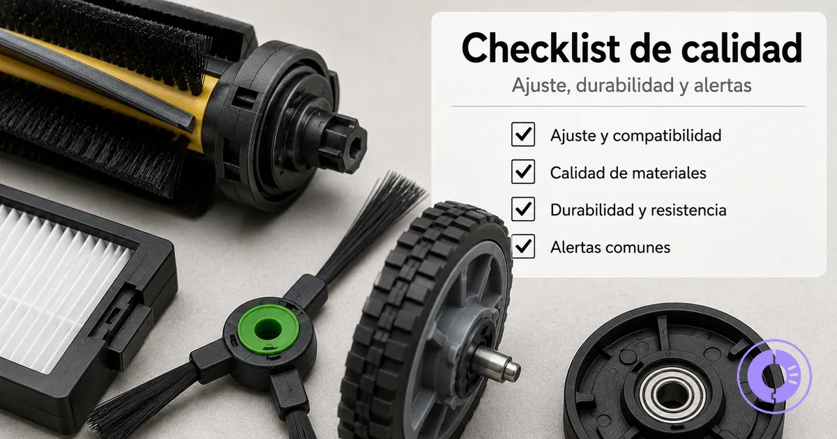Piezas de Roomba mostrando detalles de ajuste y calidad de fabricación