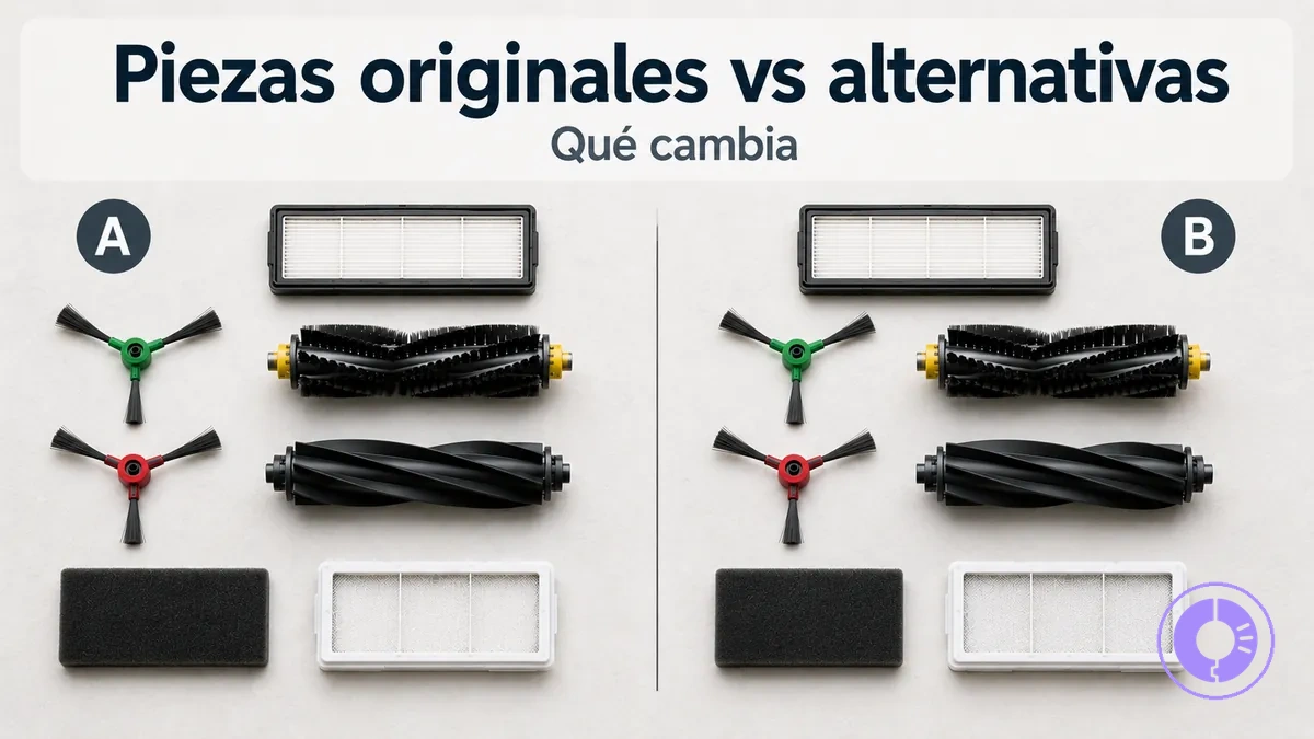 Comparación de piezas de Roomba: originales frente a alternativas