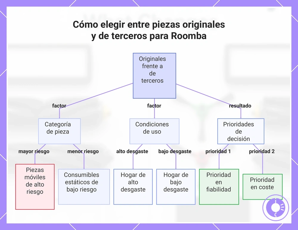 Cómo elegir entre piezas originales y de terceros para Roomba