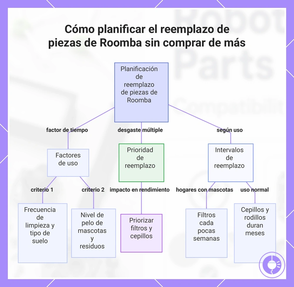 Cómo planificar el reemplazo de piezas de Roomba sin comprar de más