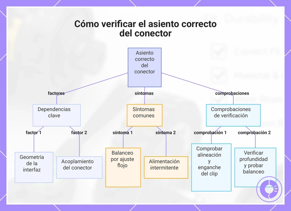 Cómo verificar el asiento correcto del conector