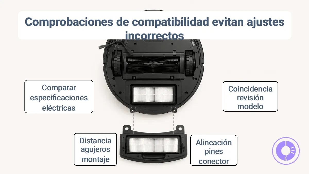 Verificación de la compatibilidad de piezas comparando el modelo y las señales del conector