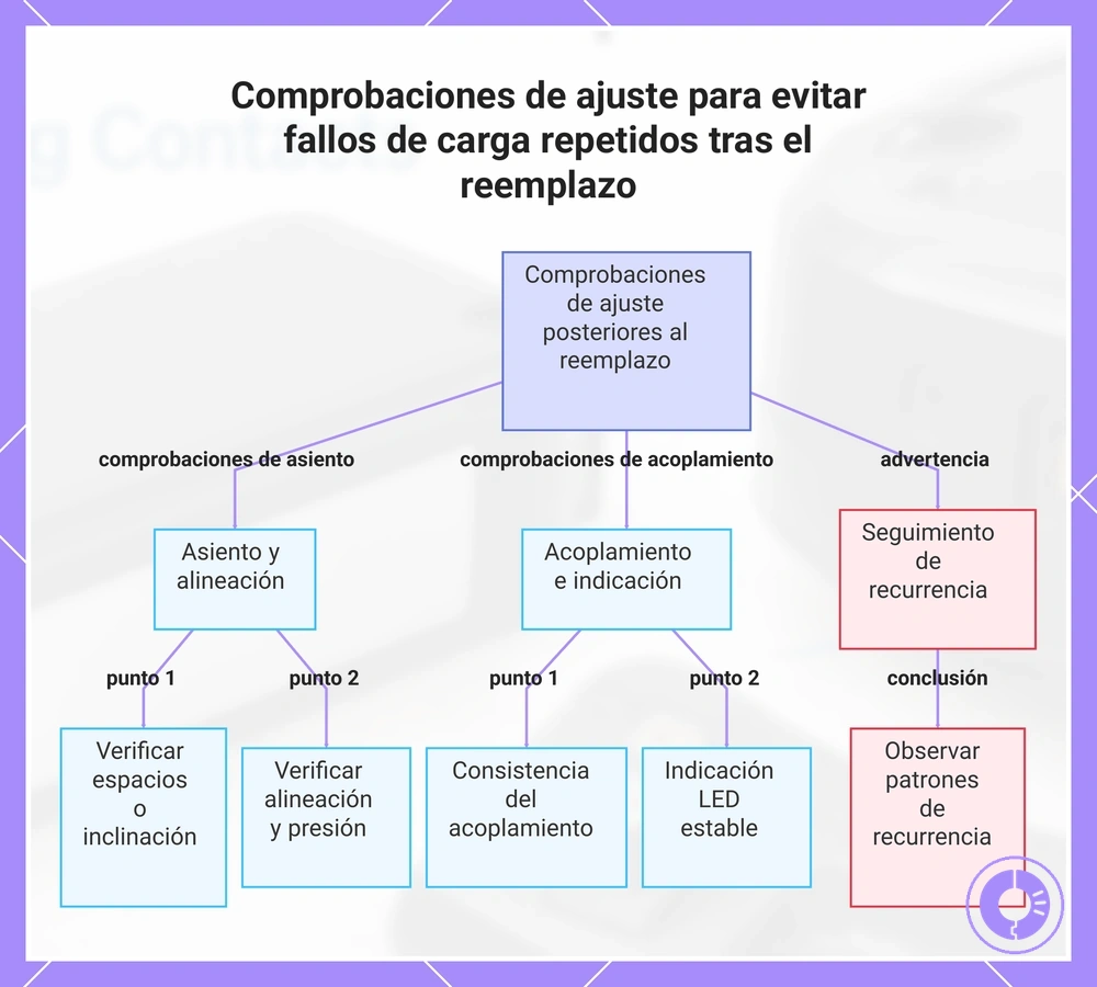 Comprobaciones de ajuste para evitar fallos de carga repetidos tras el reemplazo