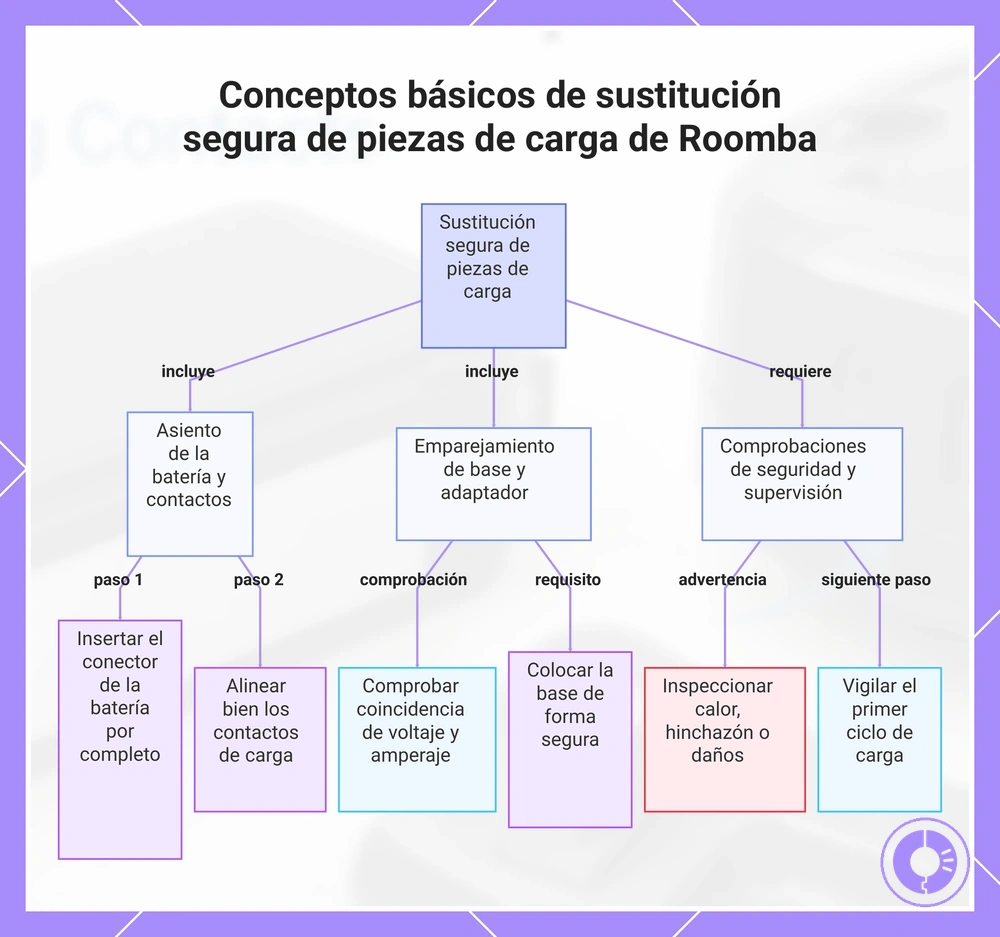 Conceptos básicos de sustitución segura de piezas de carga de Roomba
