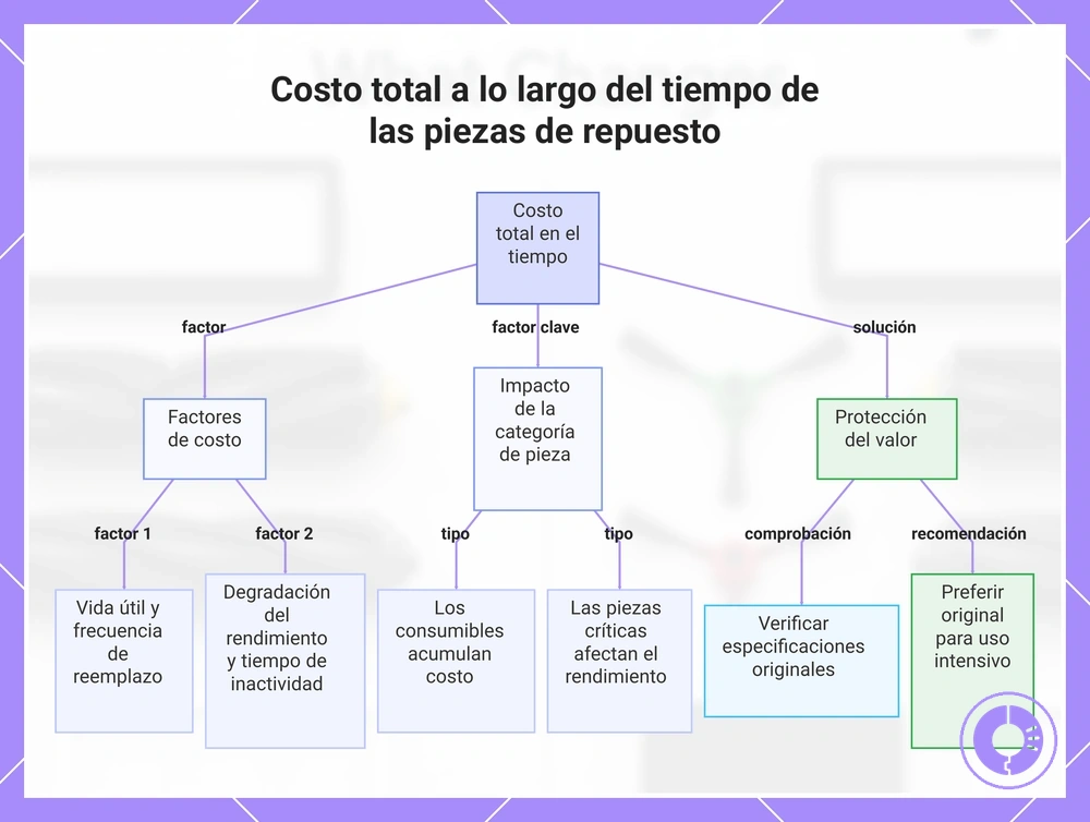 Costo total a lo largo del tiempo de las piezas de repuesto