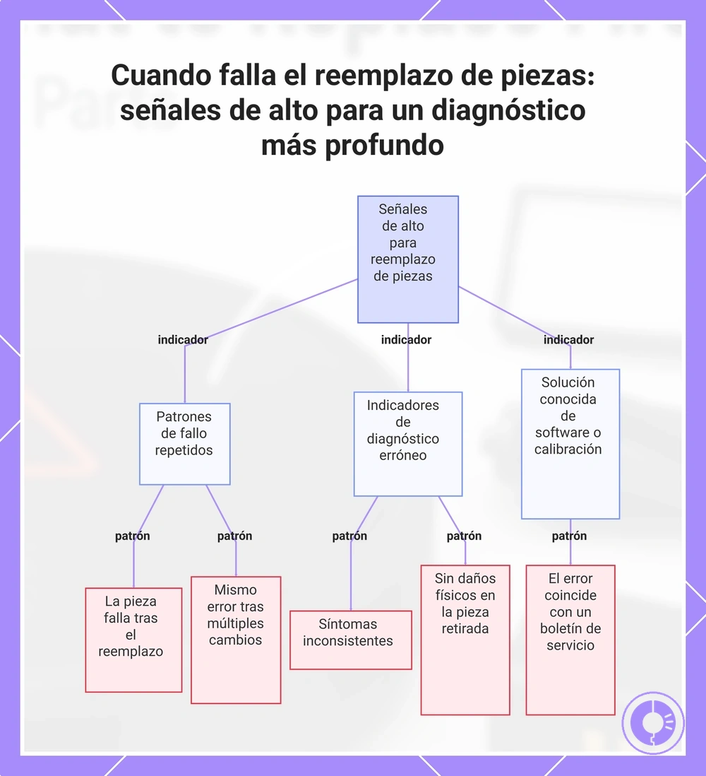 Cuando falla el reemplazo de piezas: señales de alto para un diagnóstico más profundo