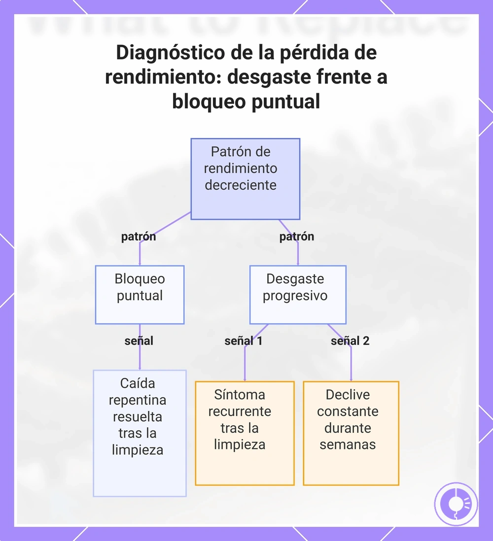 Diagnóstico de la pérdida de rendimiento: desgaste frente a bloqueo puntual