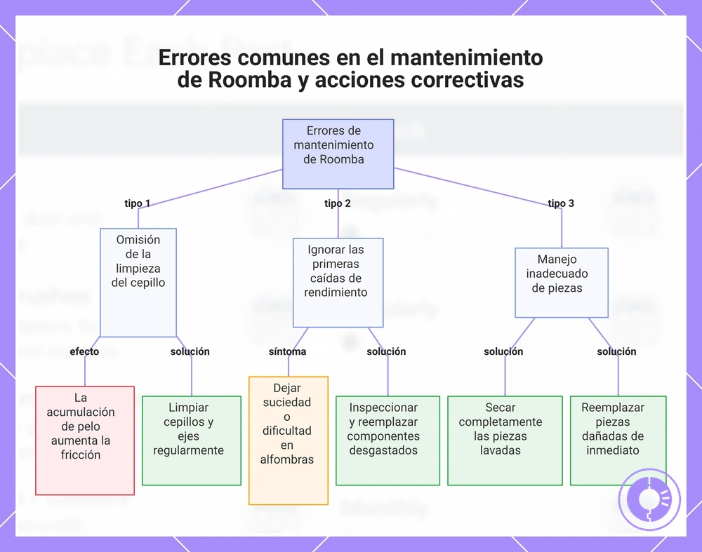 Errores comunes en el mantenimiento de Roomba y acciones correctivas