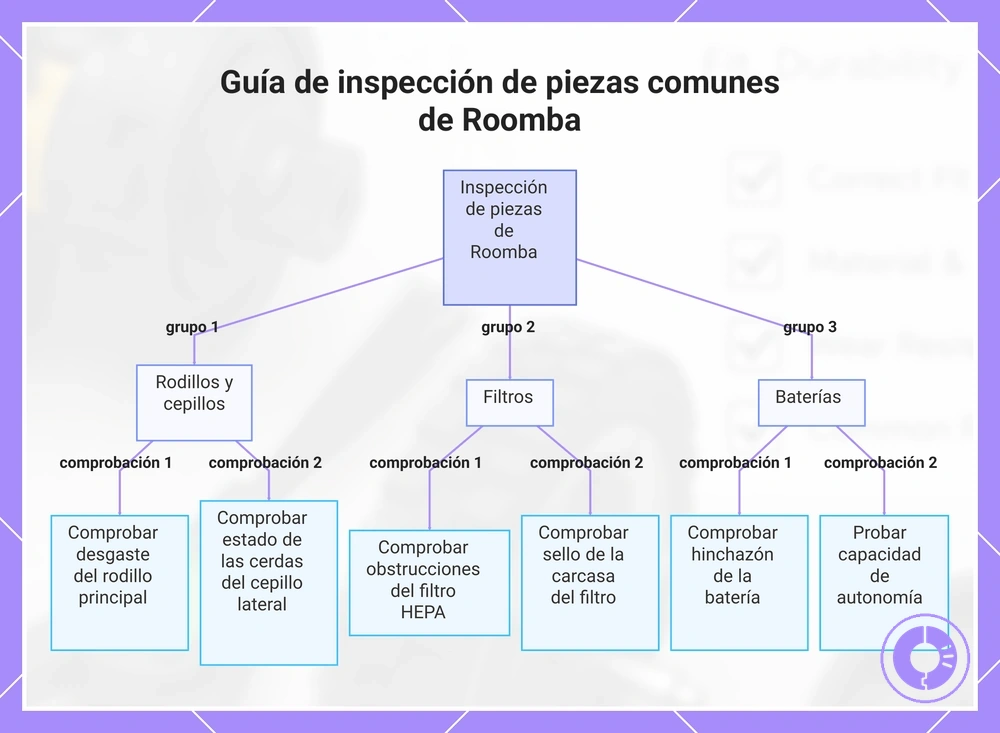 Guía de inspección de piezas comunes de Roomba