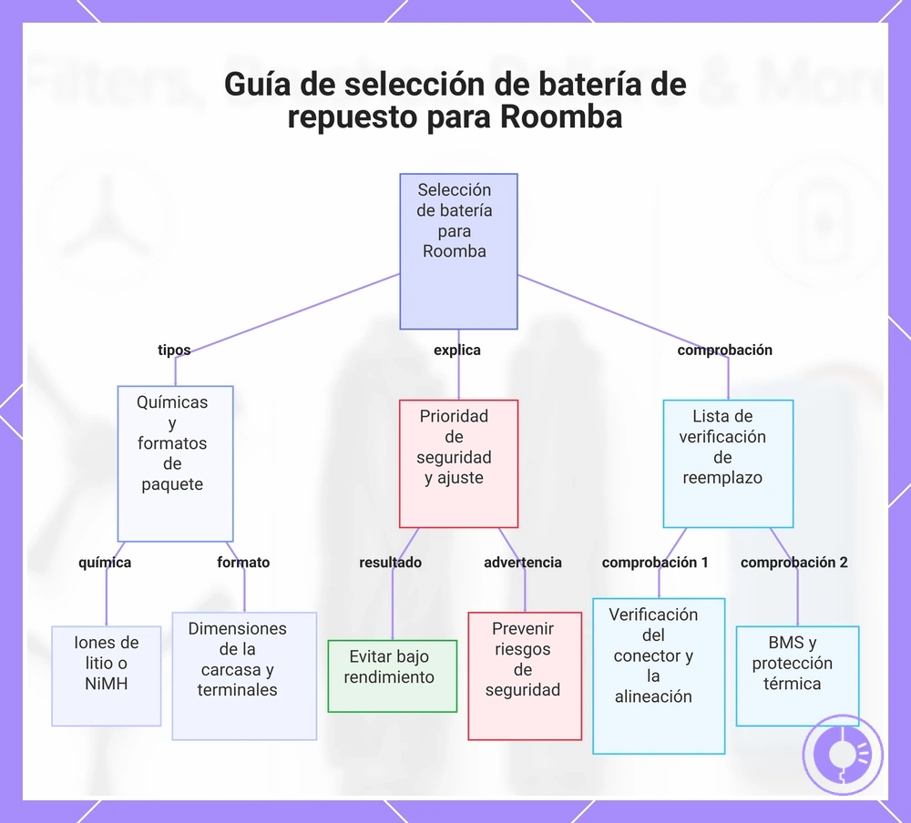 Guía de selección de batería de repuesto para Roomba