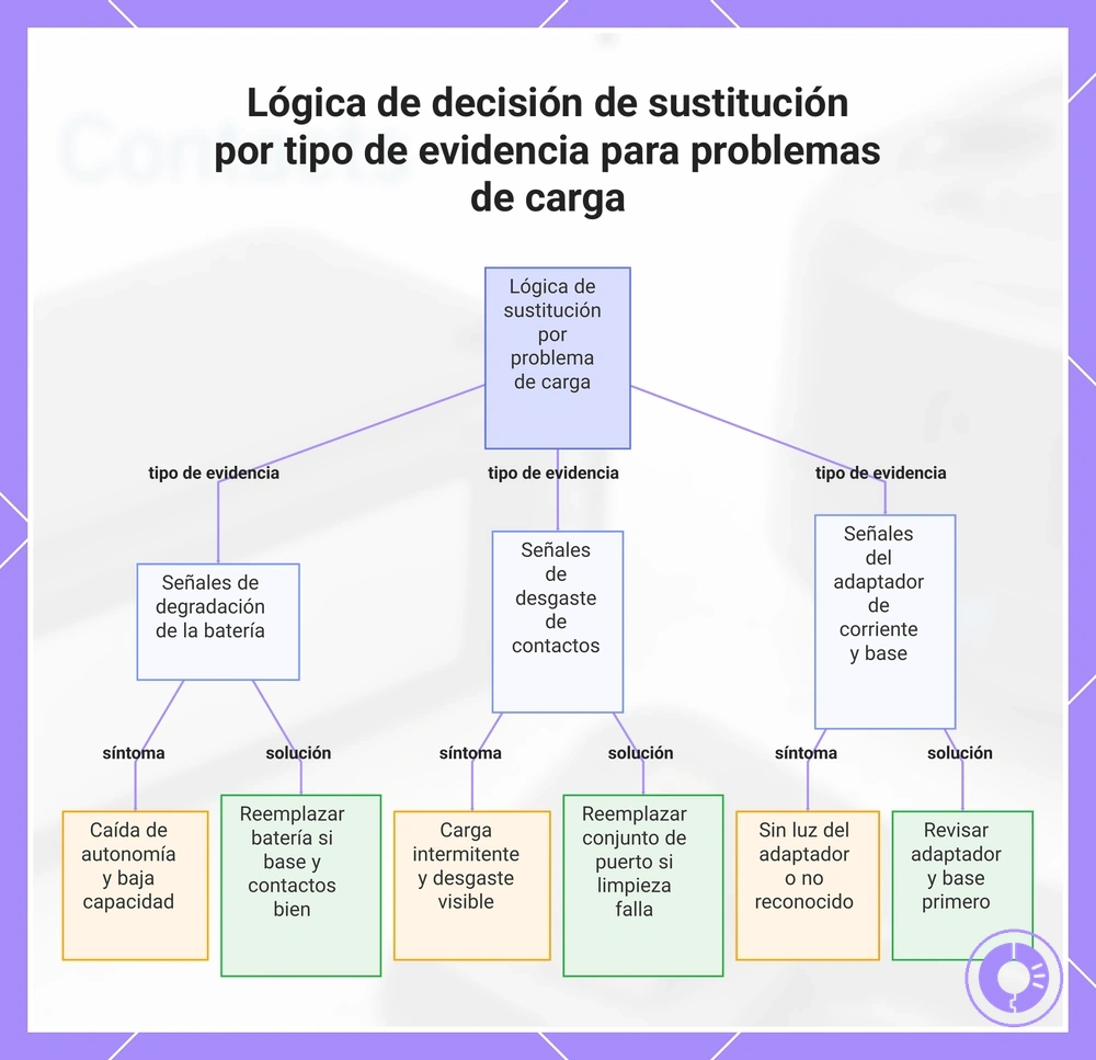 Lógica de decisión de sustitución por tipo de evidencia para problemas de carga