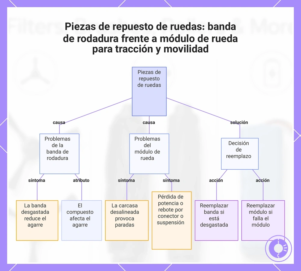 Piezas de repuesto de ruedas: banda de rodadura frente a módulo de rueda para tracción y movilidad