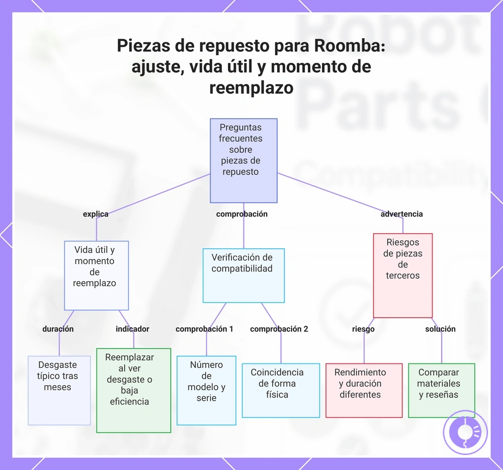Piezas de repuesto para Roomba: ajuste, vida útil y momento de reemplazo