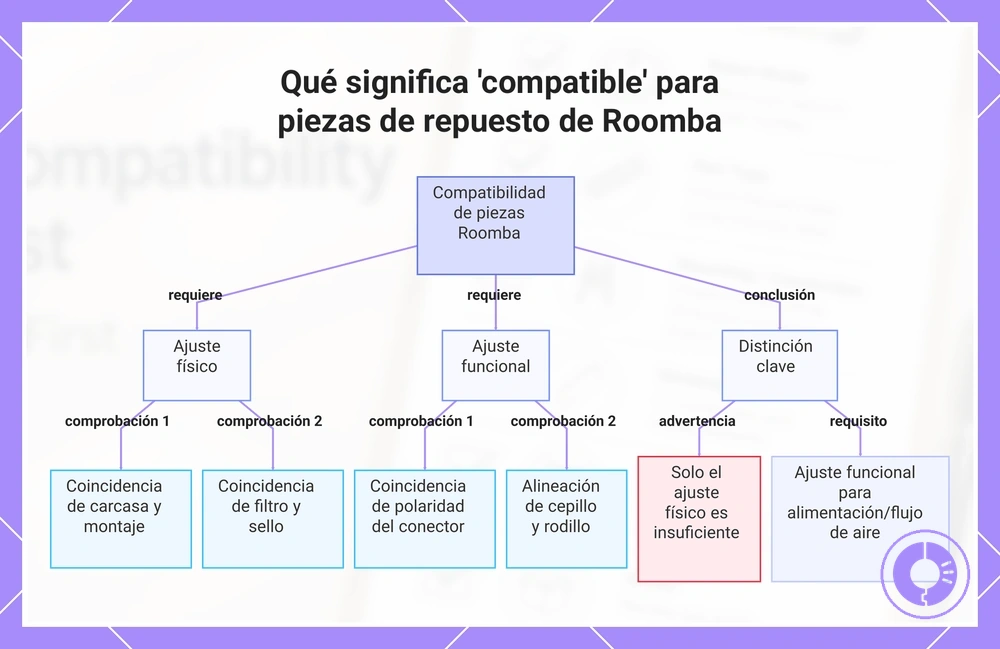 Qué significa 'compatible' para piezas de repuesto de Roomba