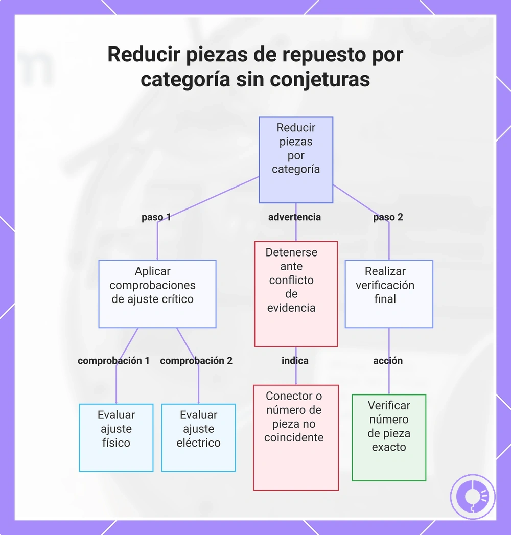 Reducir piezas de repuesto por categoría sin conjeturas