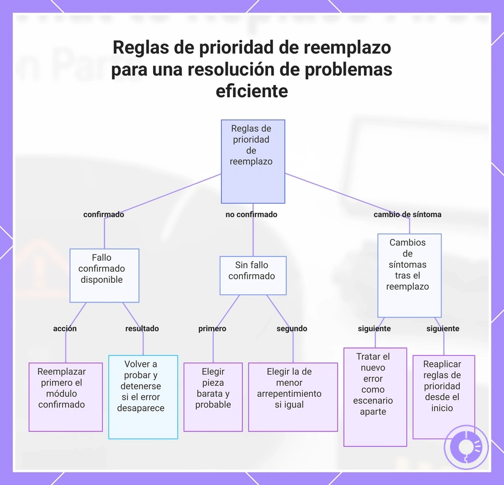 Reglas de prioridad de reemplazo para una resolución de problemas eficiente