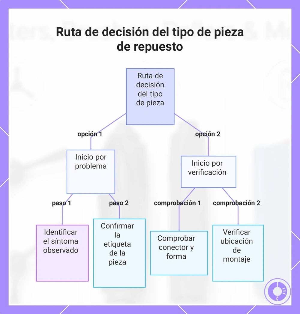 Ruta de decisión del tipo de pieza de repuesto