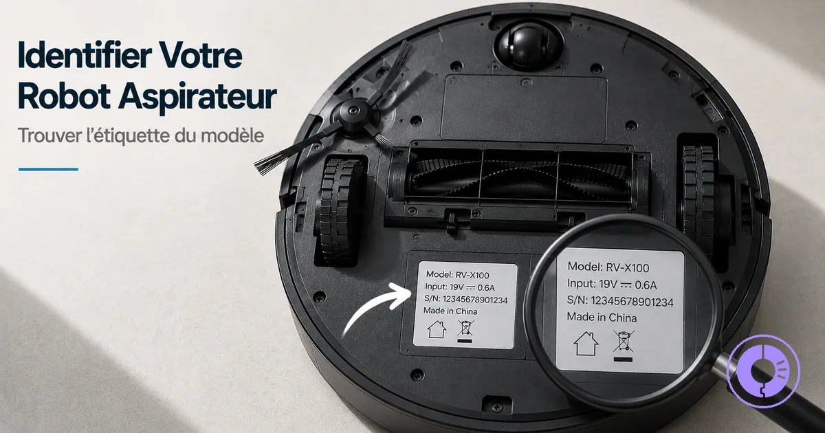 Étiquette et dessous du Roomba utilisés pour identifier les pièces compatibles
