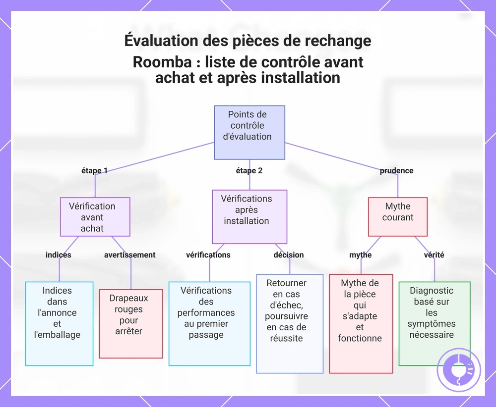 Évaluation des pièces de rechange Roomba : liste de contrôle avant achat et après installation