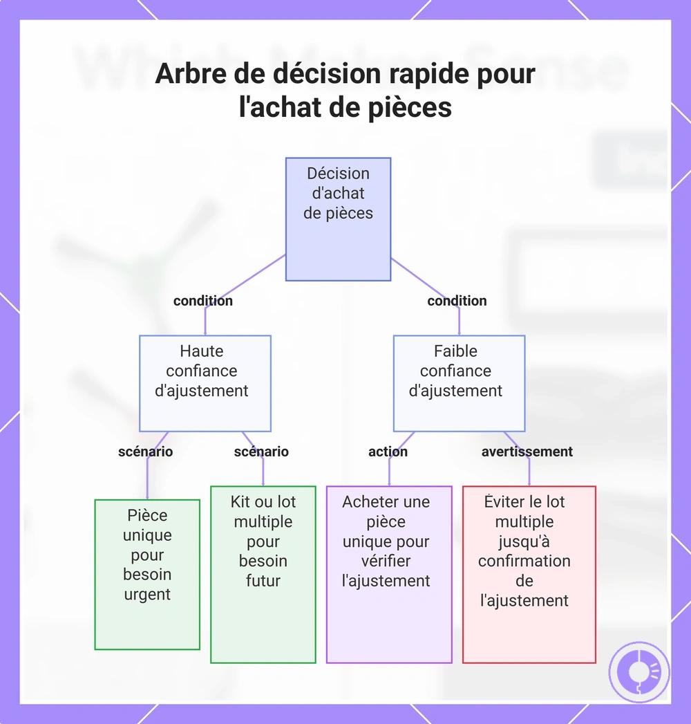 Arbre de décision rapide pour l'achat de pièces