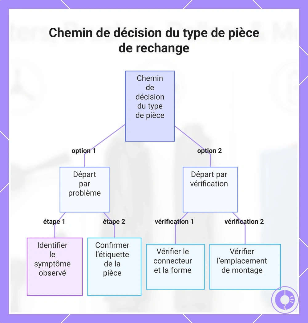 Chemin de décision du type de pièce de rechange