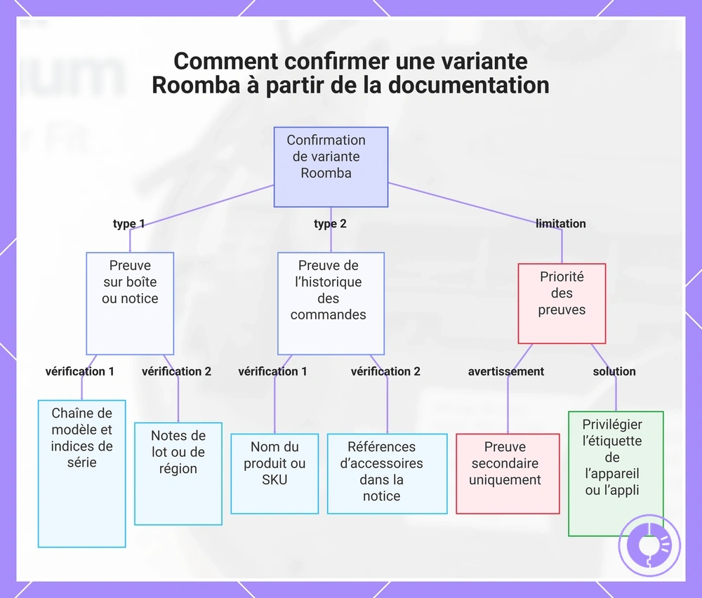 Comment confirmer une variante Roomba à partir de la documentation