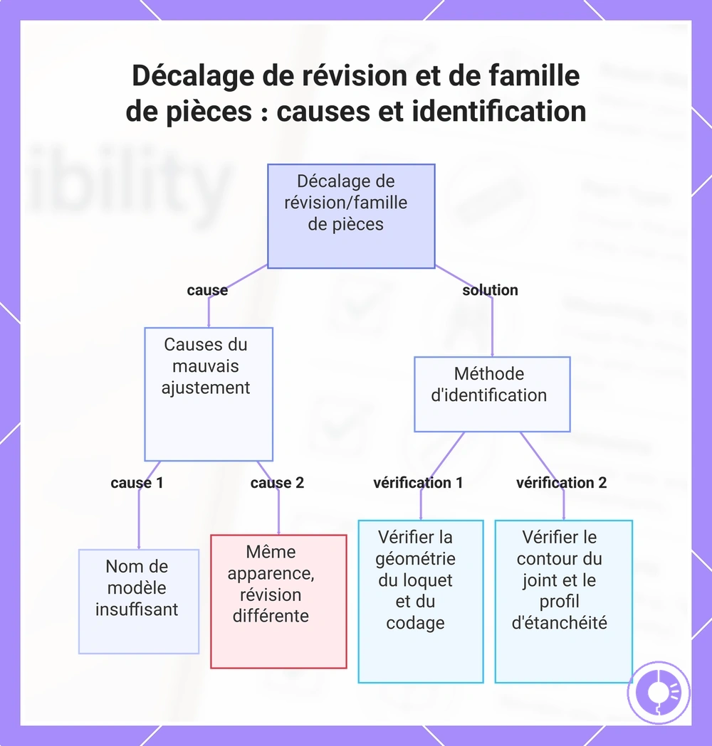 Décalage de révision et de famille de pièces : causes et identification