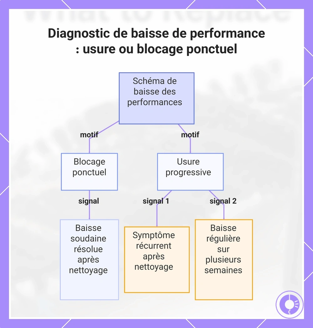 Diagnostic de baisse de performance : usure ou blocage ponctuel