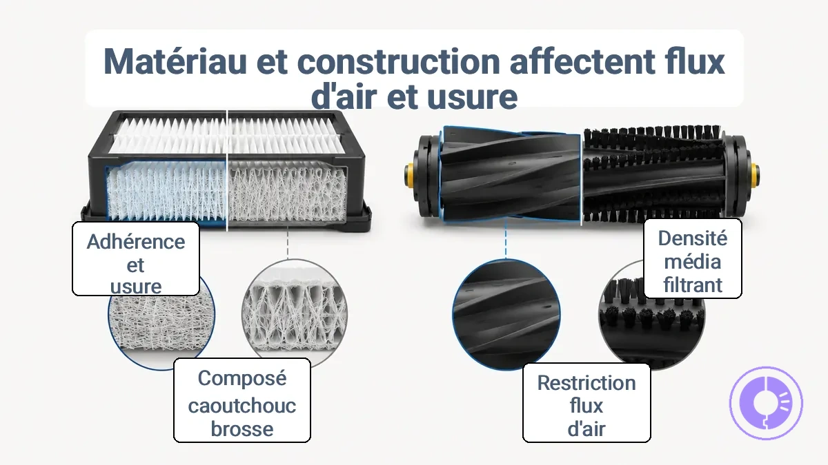 Differences materiaux fabrication flux air contact usure